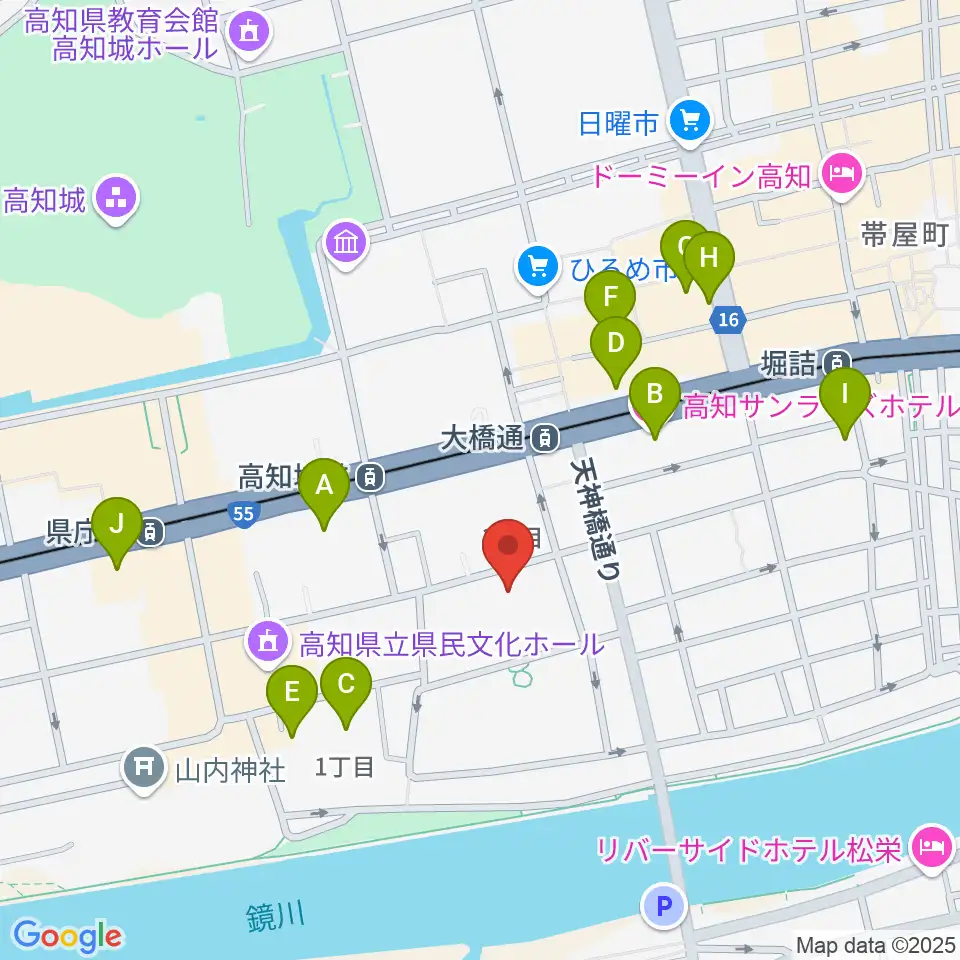 カワイ高知ショップ周辺のホテル一覧地図