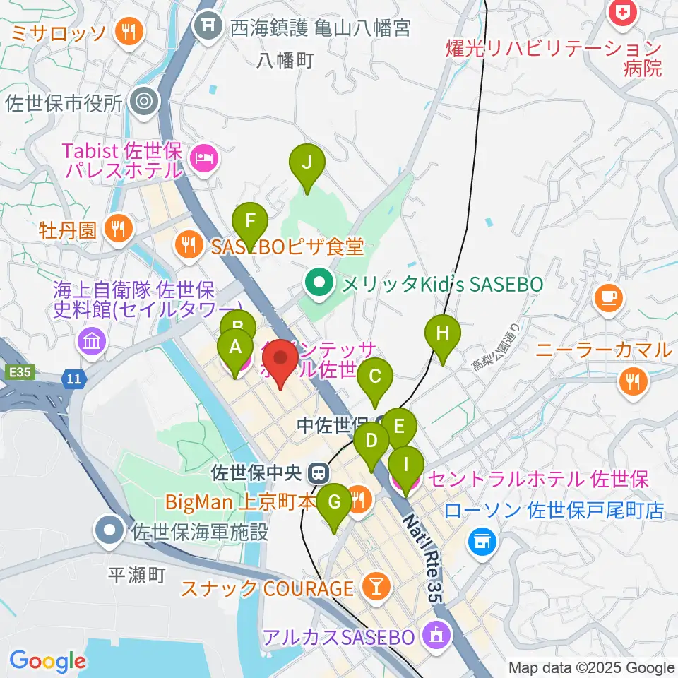 カワイ佐世保ショップ周辺のホテル一覧地図