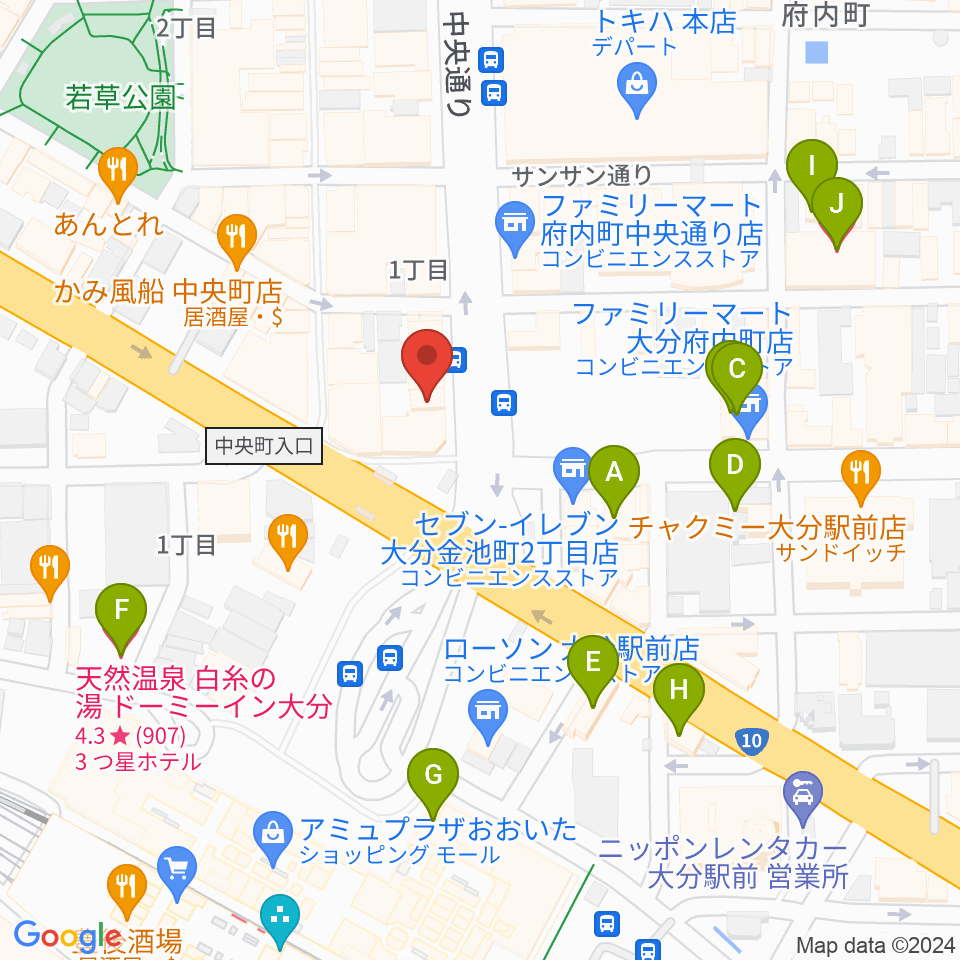 カワイ大分ショップ周辺のホテル一覧地図