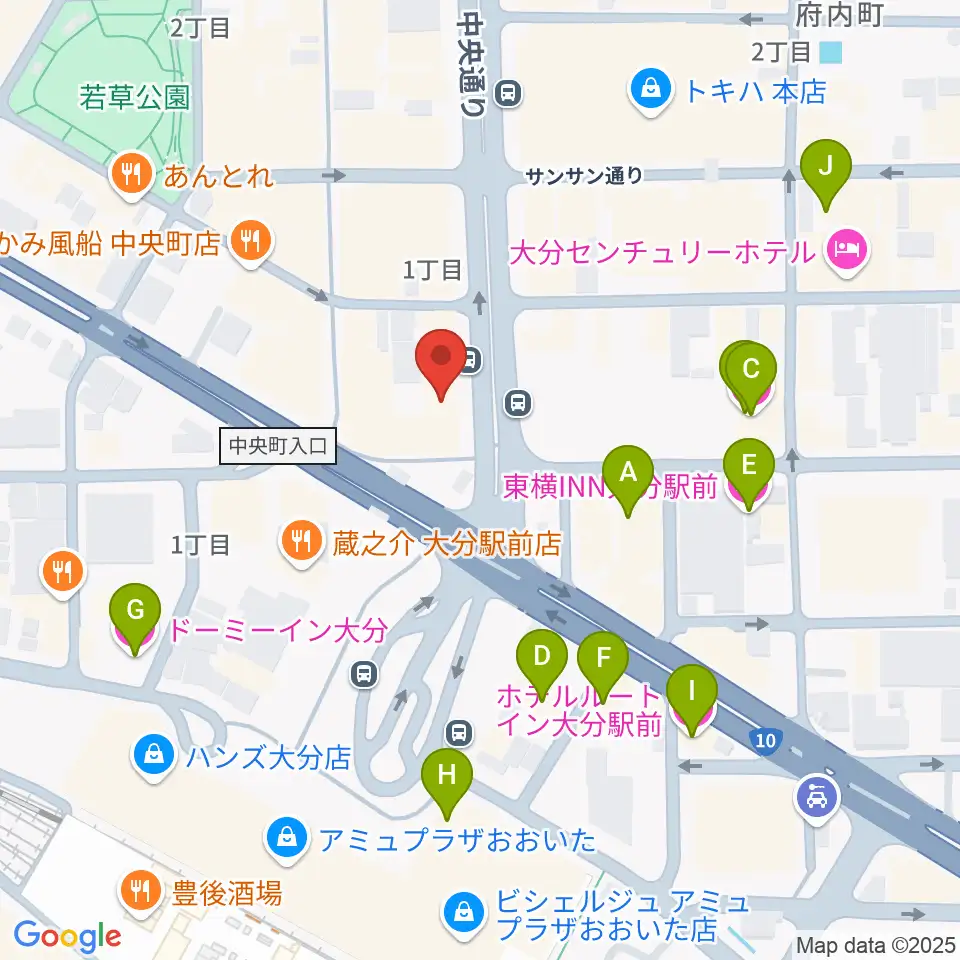 カワイ大分ショップ周辺のホテル一覧地図