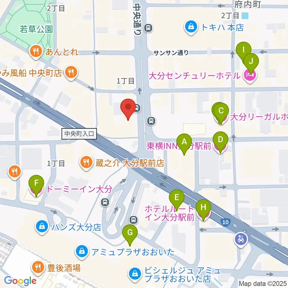 カワイ大分ショップ周辺のホテル一覧地図