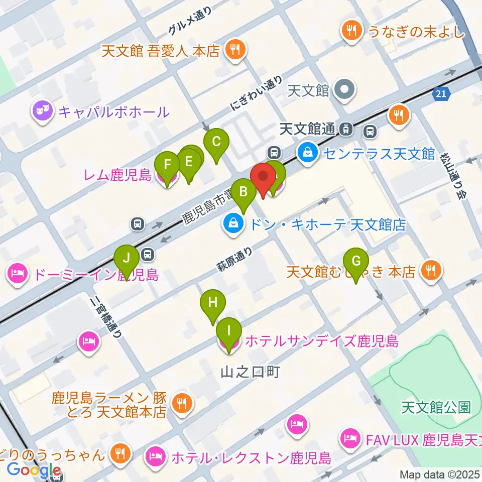 カワイ鹿児島ショップ周辺のホテル一覧地図