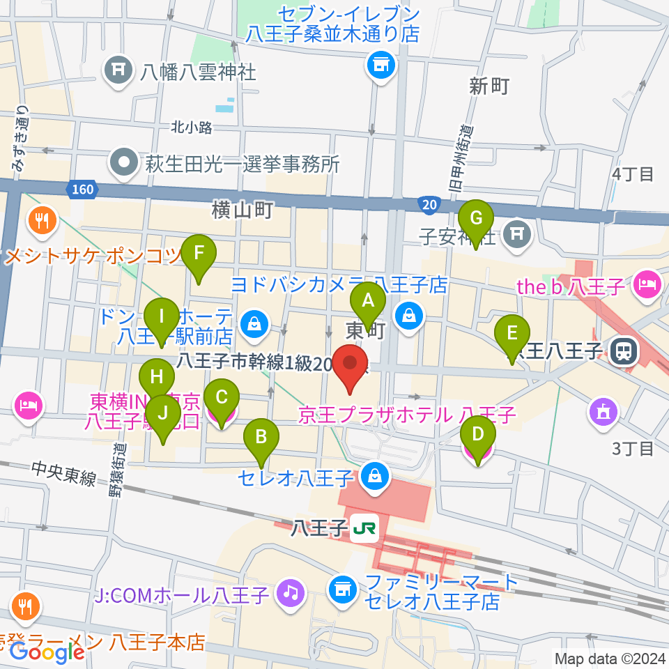 八王子市学園都市センター周辺のホテル一覧地図