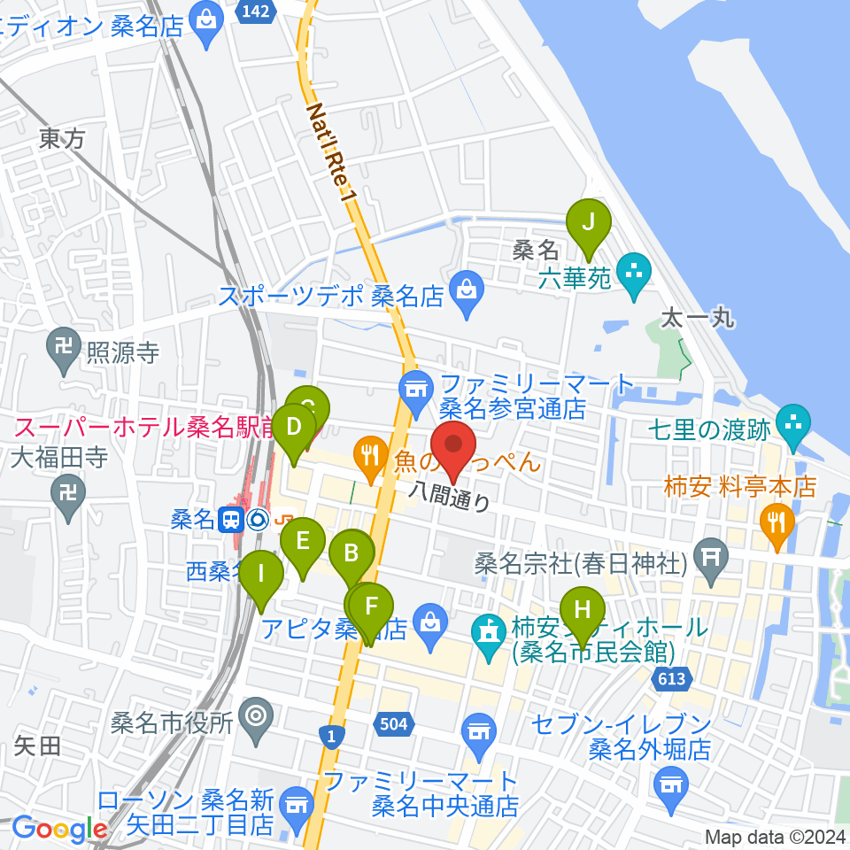 北勢ミュージック周辺のホテル一覧地図