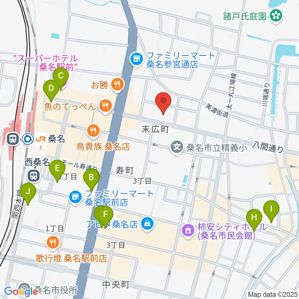 北勢ミュージック周辺のホテル一覧地図