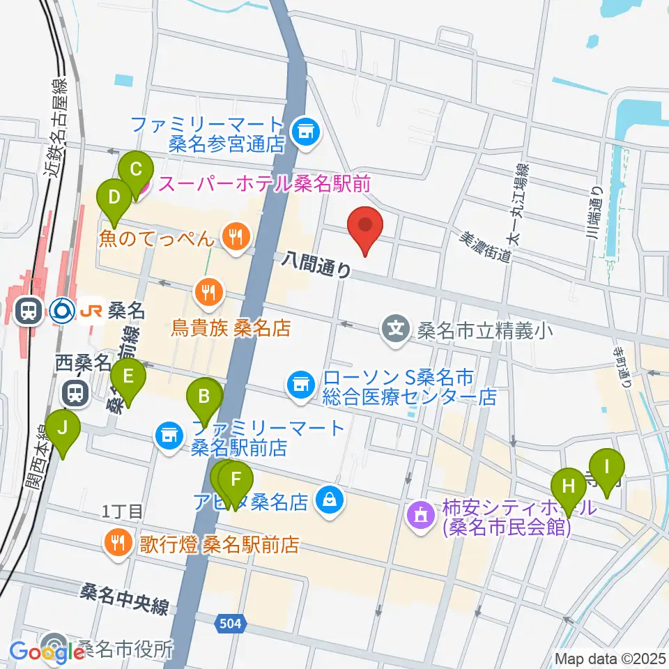 北勢ミュージック周辺のホテル一覧地図