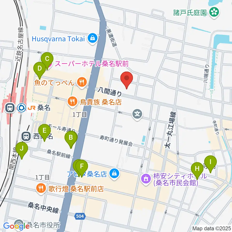 北勢ミュージック周辺のホテル一覧地図