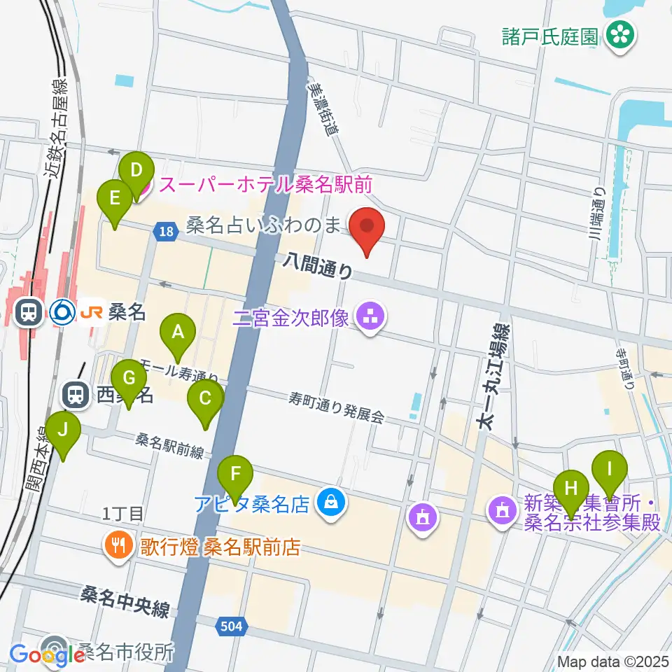 北勢ミュージック周辺のホテル一覧地図