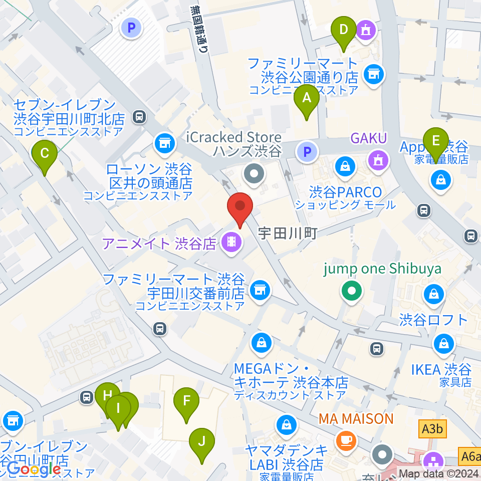 ミュージックランドKEY渋谷店周辺のホテル一覧地図