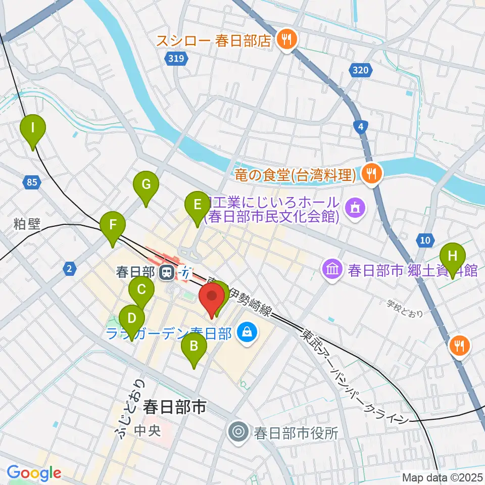 昭和楽器 春日部店周辺のホテル一覧地図