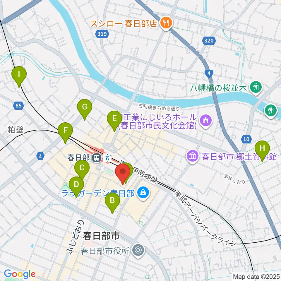 昭和楽器 春日部店周辺のホテル一覧地図