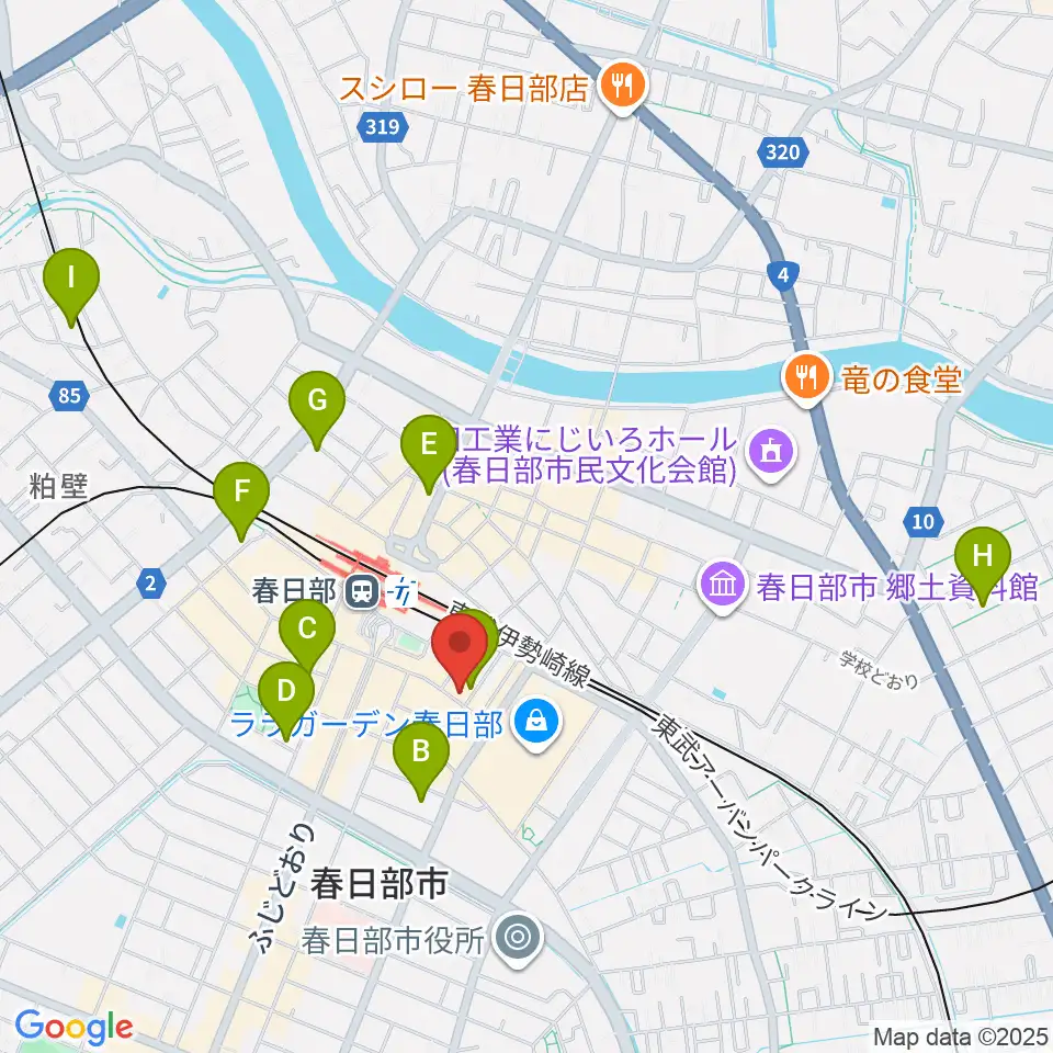 昭和楽器 春日部店周辺のホテル一覧地図