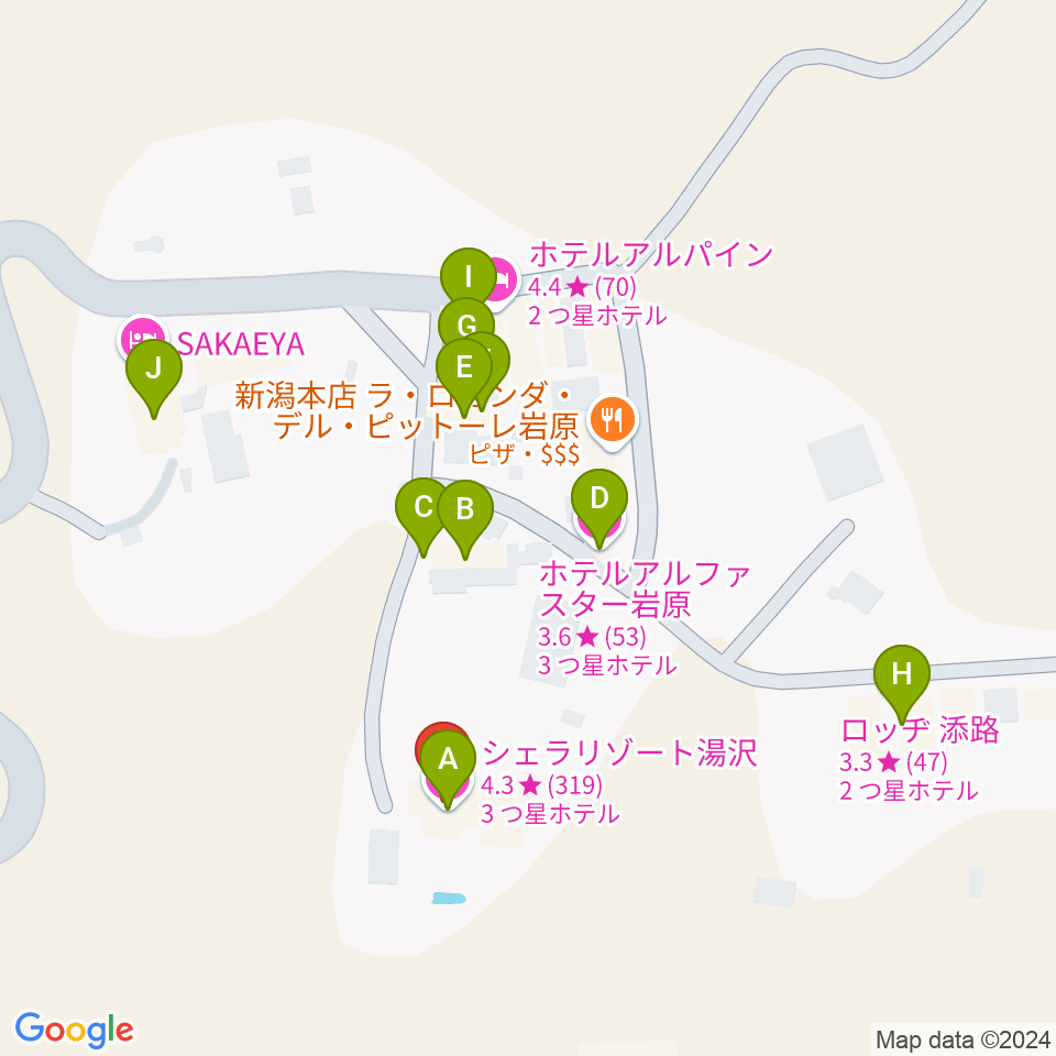 シェラリゾート湯沢周辺のホテル一覧地図