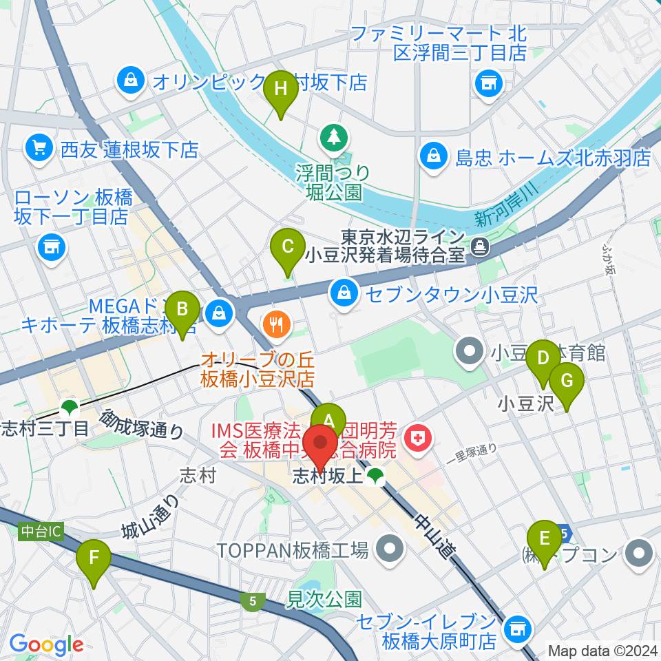 板橋ミュージックセンター周辺のホテル一覧地図