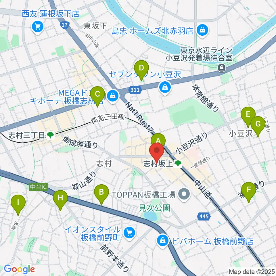 板橋ミュージックセンター周辺のホテル一覧地図