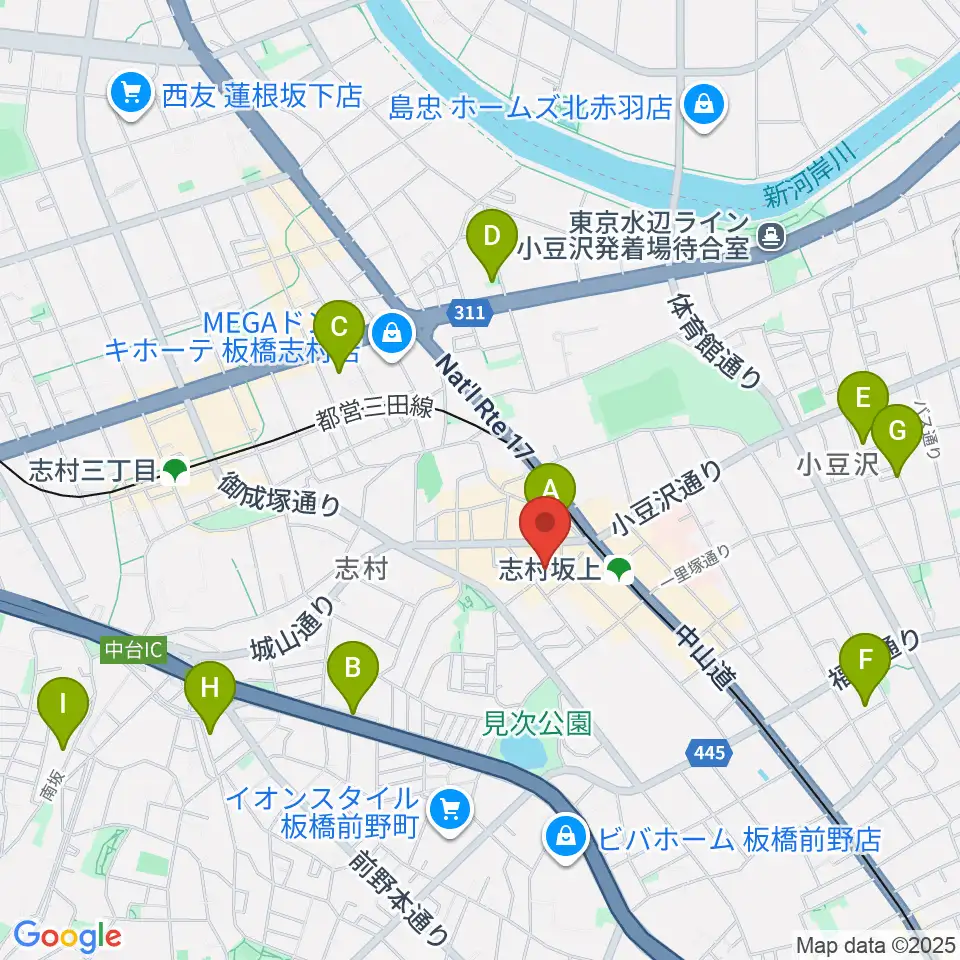 板橋ミュージックセンター周辺のホテル一覧地図