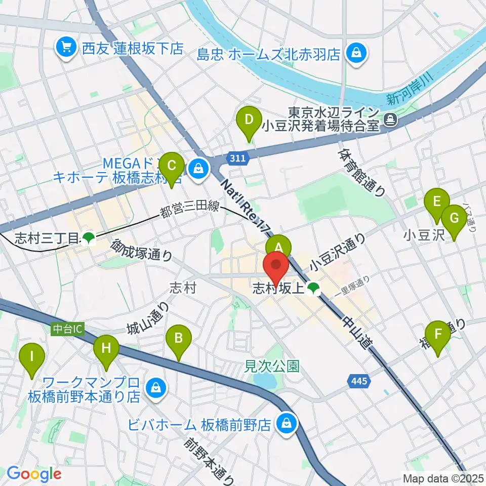 板橋ミュージックセンター周辺のホテル一覧地図