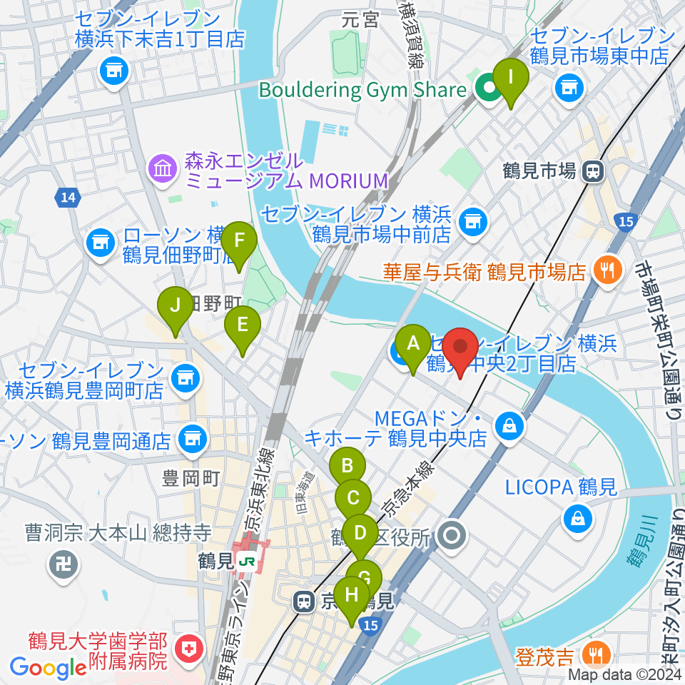 Onaona ピアノ・オルガン教室周辺のホテル一覧地図