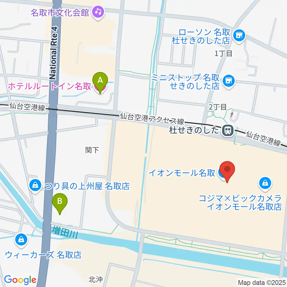 島村楽器 イオンモール名取店周辺のホテル一覧地図