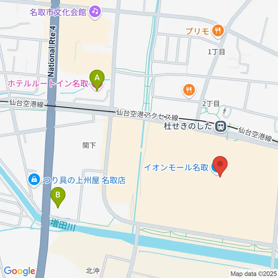 島村楽器 イオンモール名取店周辺のホテル一覧地図