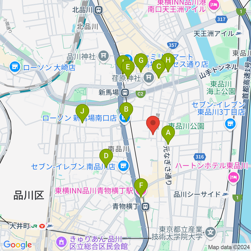 南品川TMスタジオ周辺のホテル一覧地図