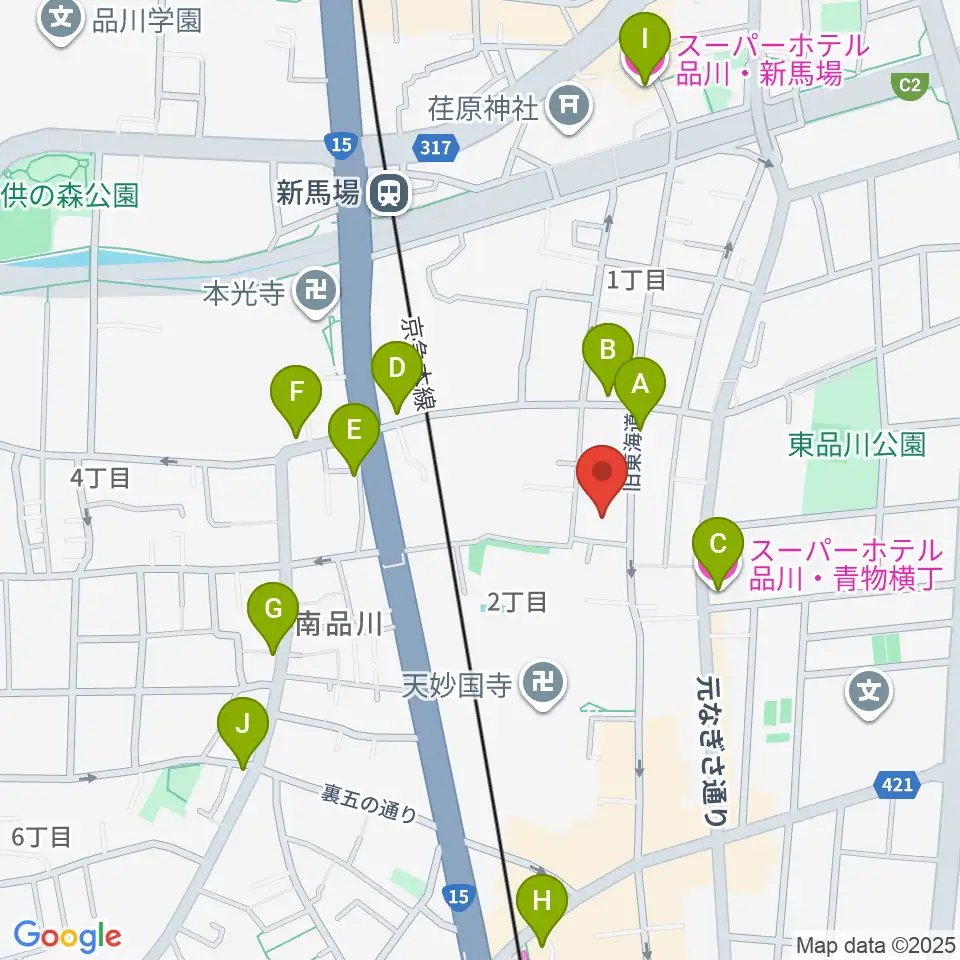 南品川TMスタジオ周辺のホテル一覧地図