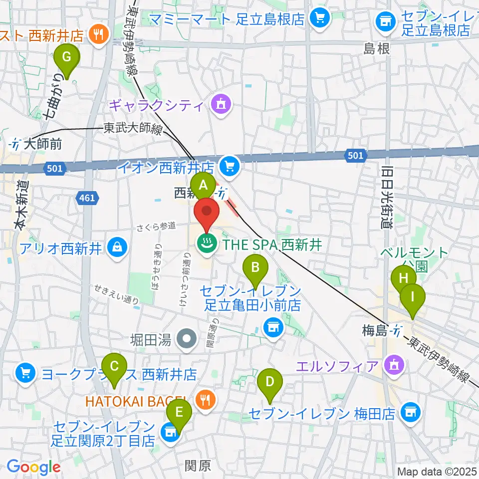 島村楽器 パサージオ西新井店周辺のホテル一覧地図