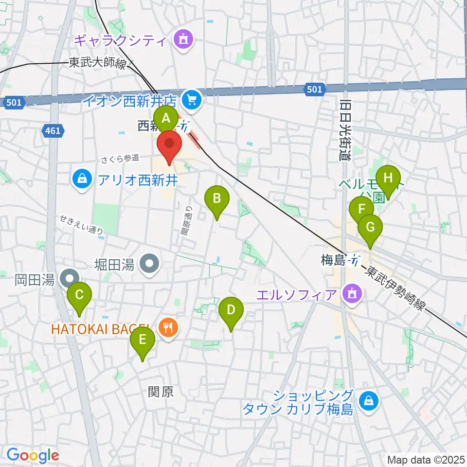 島村楽器 パサージオ西新井店周辺のホテル一覧地図
