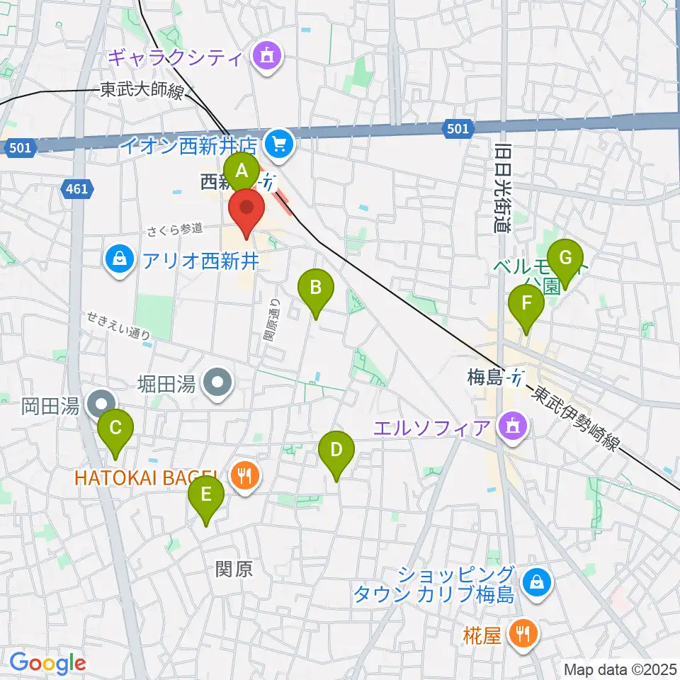 島村楽器 パサージオ西新井店周辺のホテル一覧地図