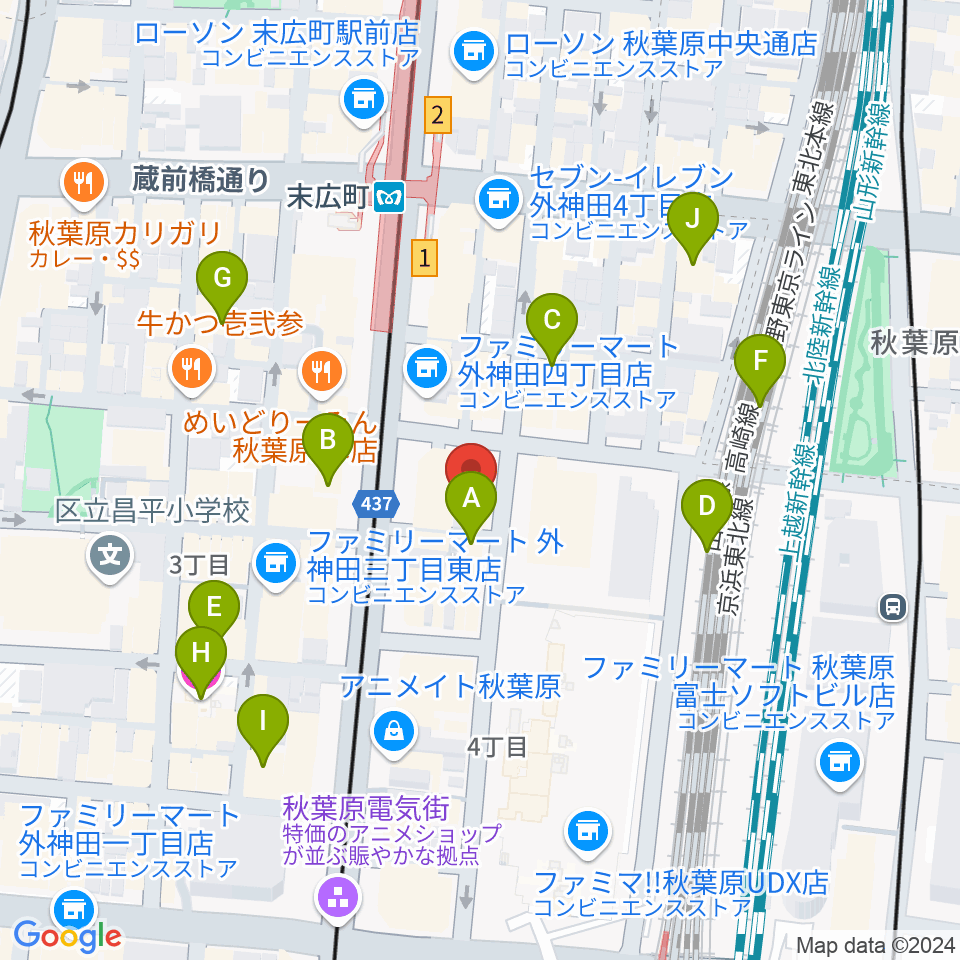 シマムラストリングス秋葉原周辺のホテル一覧地図