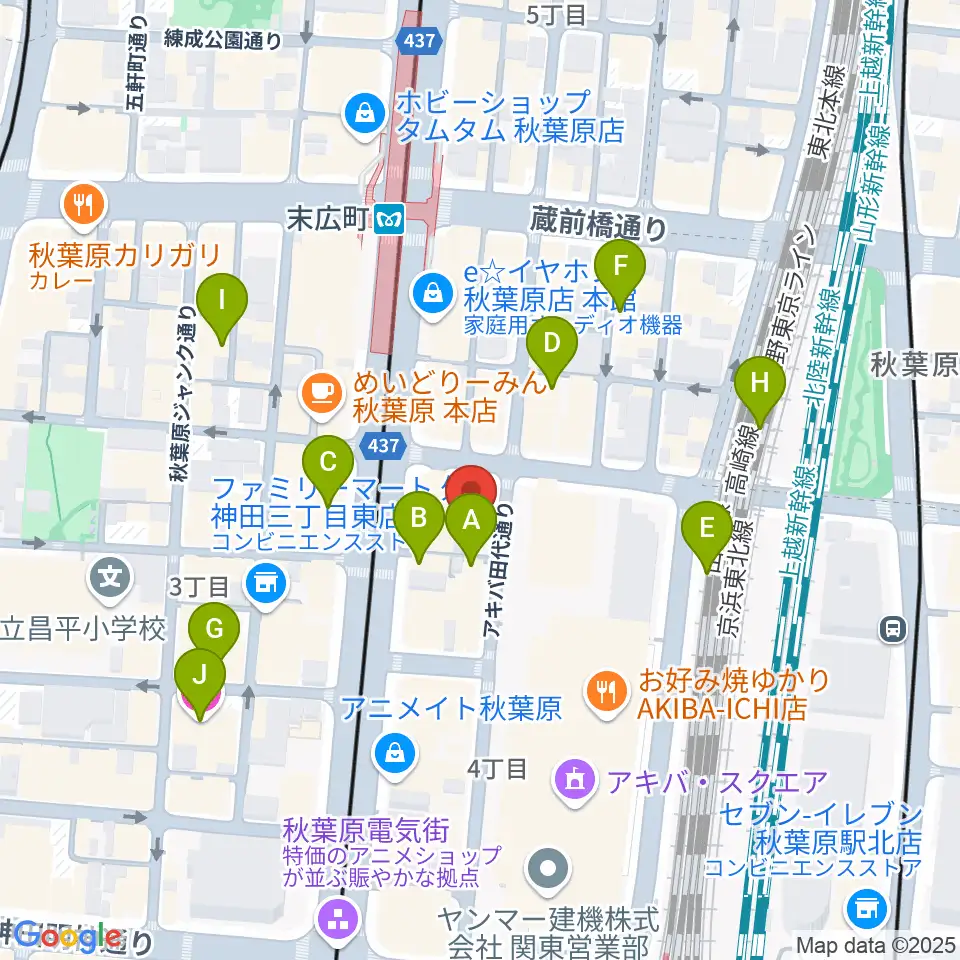 シマムラストリングス秋葉原周辺のホテル一覧地図
