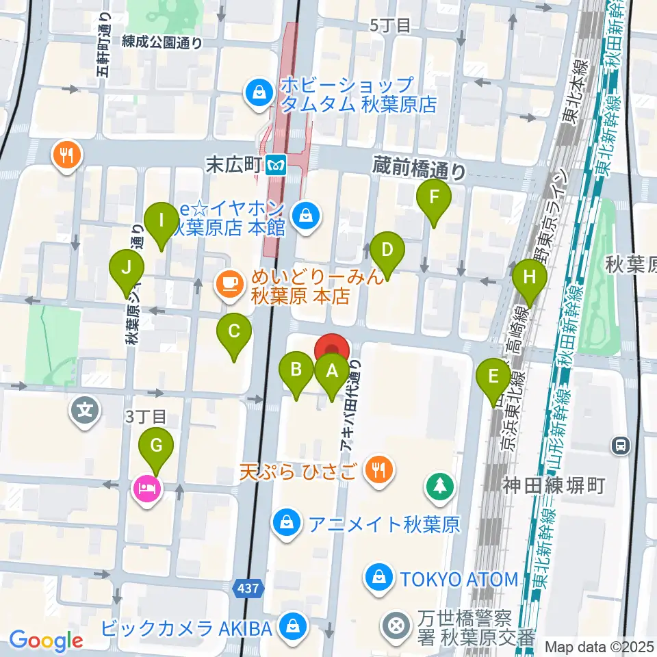 シマムラストリングス秋葉原周辺のホテル一覧地図