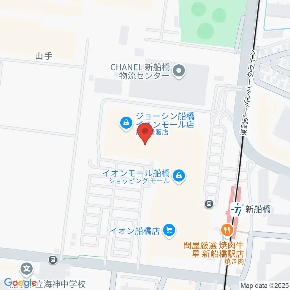 島村楽器イオンモール船橋店周辺のホテル一覧地図