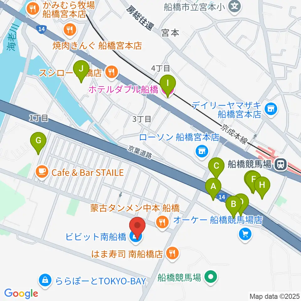 島村楽器 ビビット南船橋店周辺のホテル一覧地図
