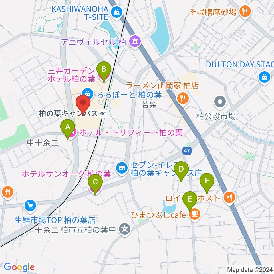 島村楽器 ららぽーと柏の葉店周辺のホテル一覧地図