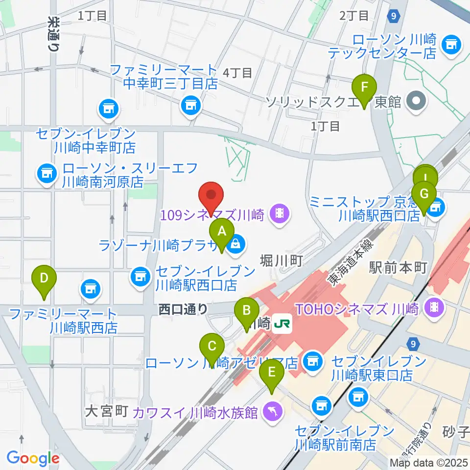 島村楽器 ラゾーナ川崎店周辺のホテル一覧地図