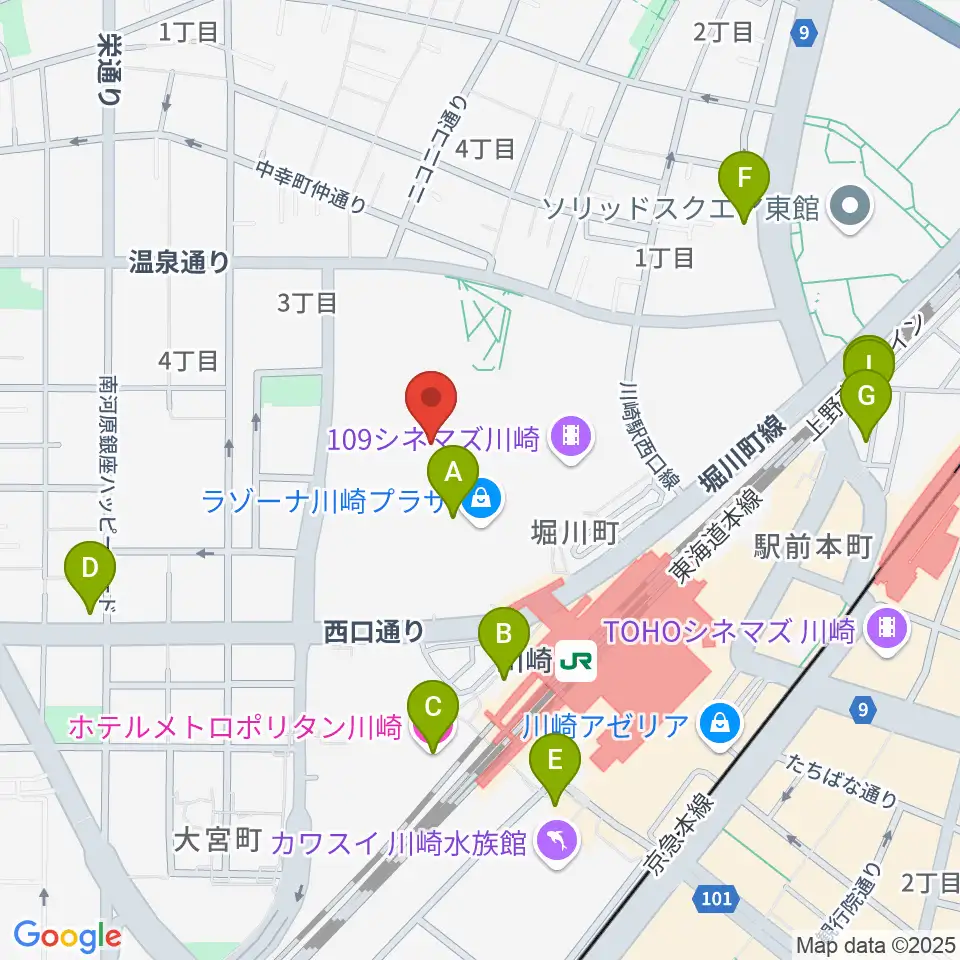 島村楽器 ラゾーナ川崎店周辺のホテル一覧地図