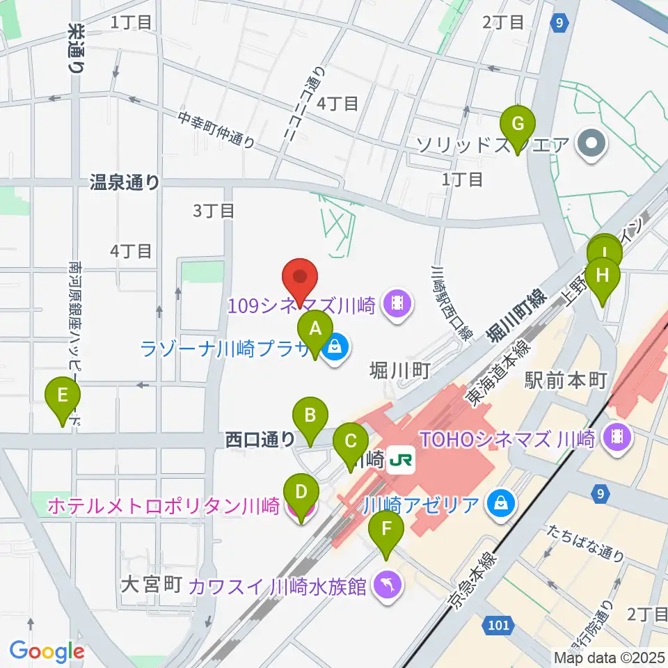 島村楽器 ラゾーナ川崎店周辺のホテル一覧地図