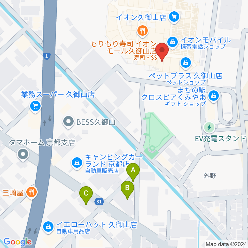 JEUGIA イオンモール久御山店周辺のホテル一覧地図