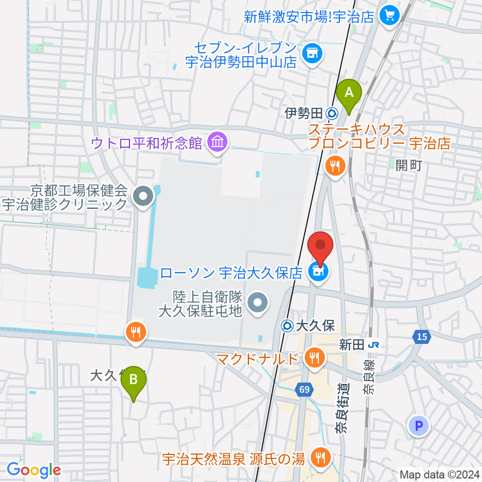 JEUGIA 宇治大久保店周辺のホテル一覧地図