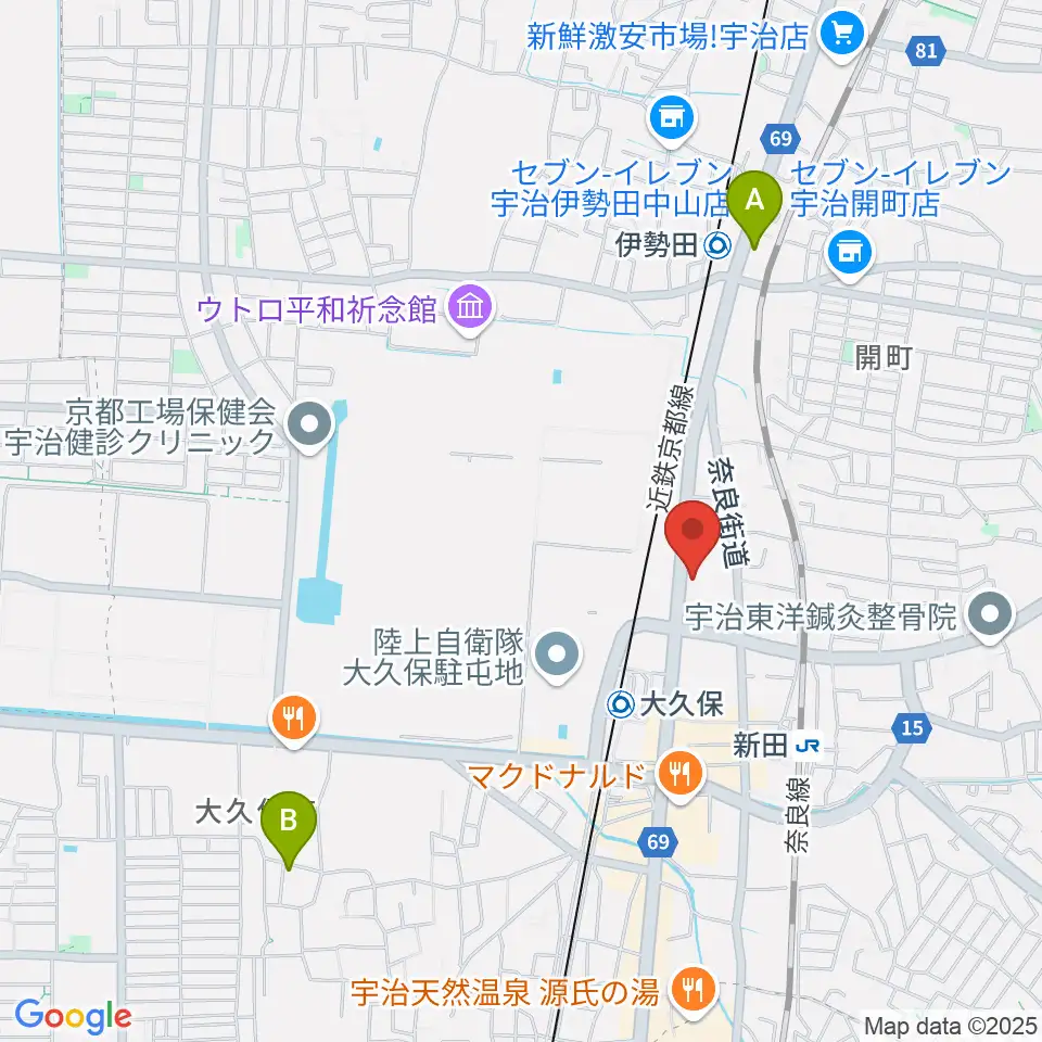 JEUGIA 宇治大久保店周辺のホテル一覧地図