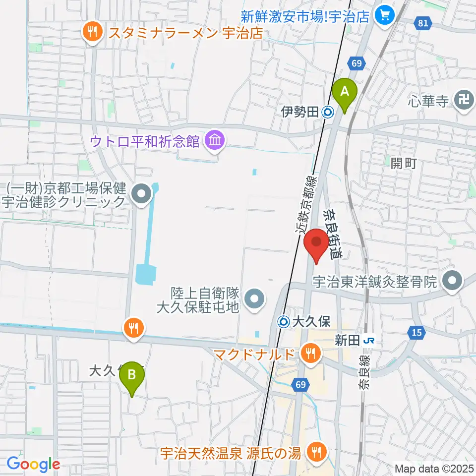 JEUGIA 宇治大久保店周辺のホテル一覧地図