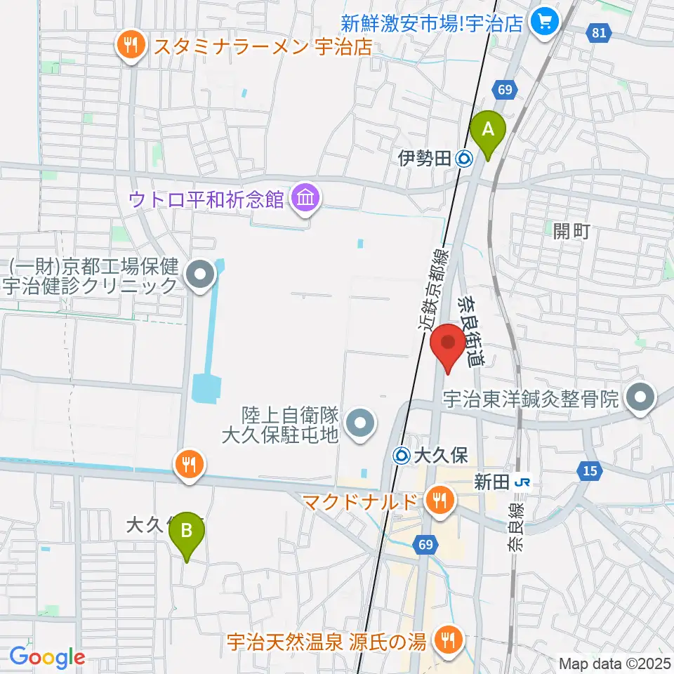 JEUGIA 宇治大久保店周辺のホテル一覧地図