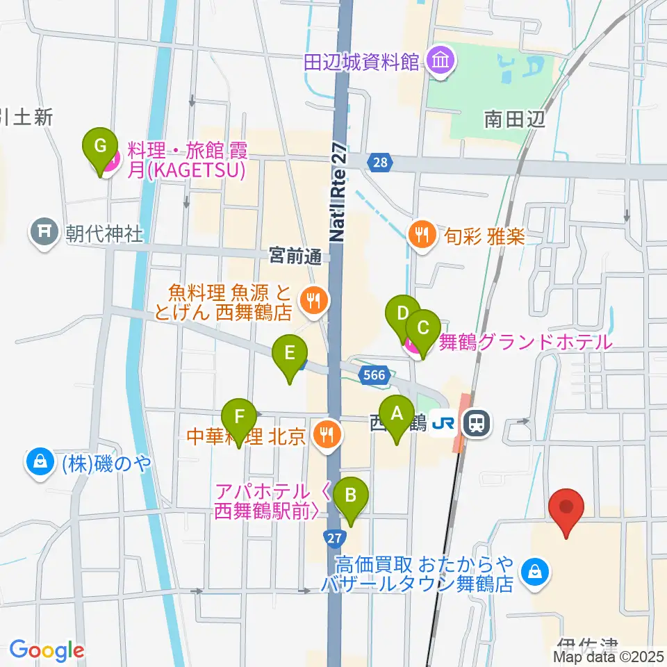 JEUGIA 西舞鶴センター周辺のホテル一覧地図
