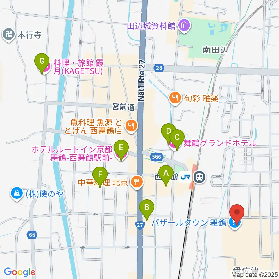 JEUGIA 西舞鶴センター周辺のホテル一覧地図