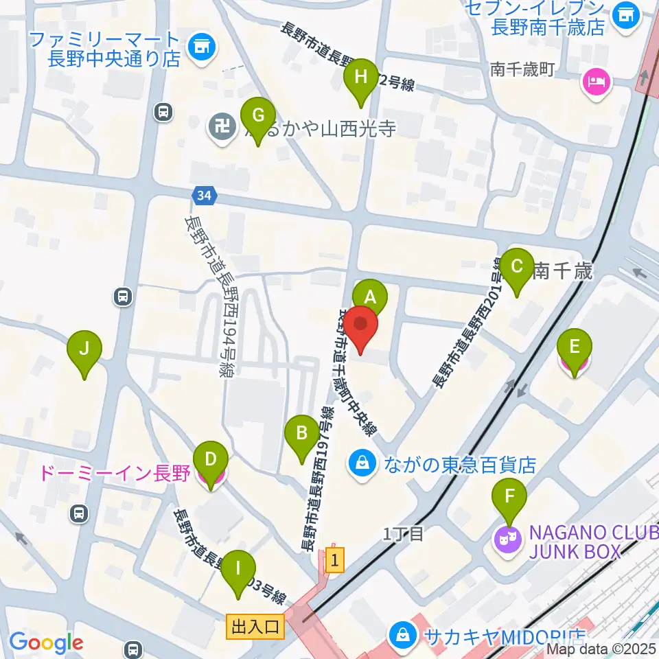 島村楽器 長野店周辺のホテル一覧地図