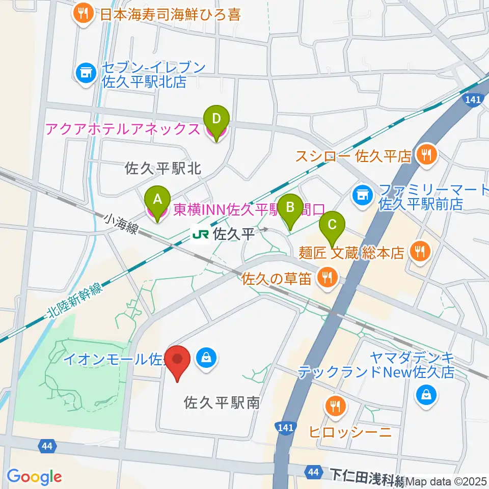 島村楽器 イオンモール佐久平店周辺のホテル一覧地図