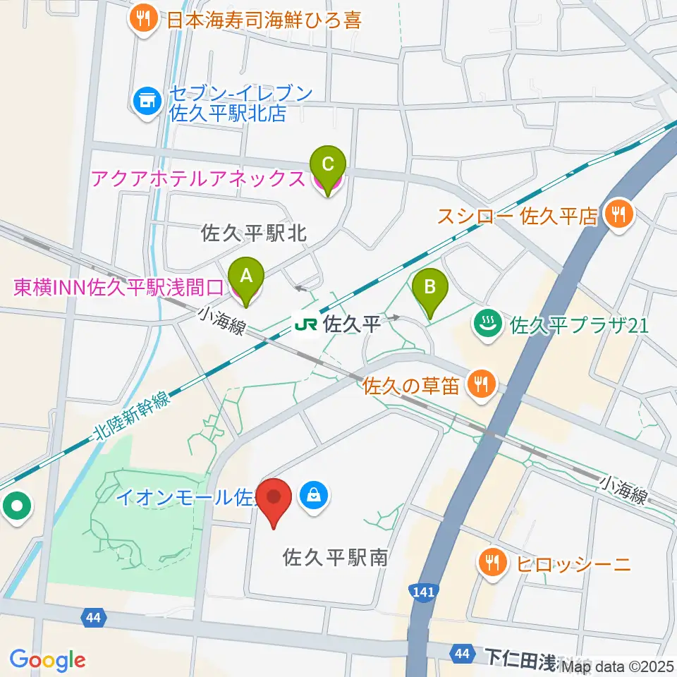島村楽器 イオンモール佐久平店周辺のホテル一覧地図