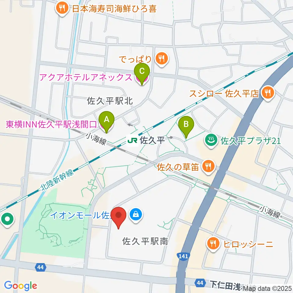 島村楽器 イオンモール佐久平店周辺のホテル一覧地図