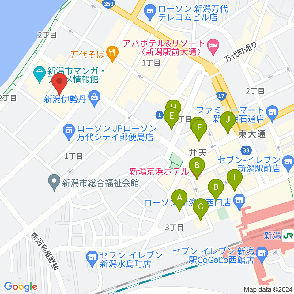 島村楽器 新潟ビルボードプレイス店 周辺のホテル一覧地図